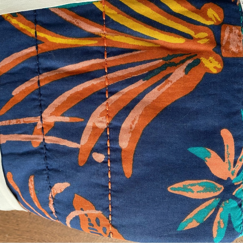 Opalhouse Navy Teal Orange Floral Accent Pillow with Yellow Tassels - Picture 6 of 9
